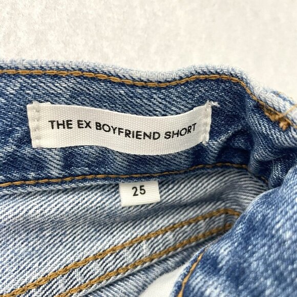Aritzia Denim Forum Ex Boyfriend Cut-Off Denim Jean Distressed Shorts size 25 - Picture 6 of 7